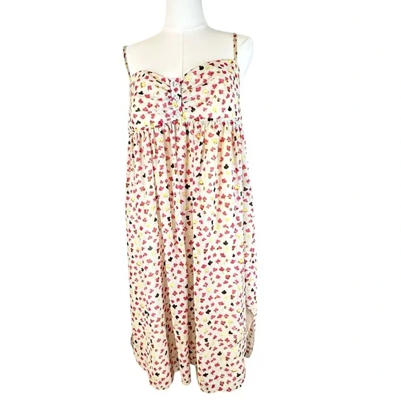 Rachel Roy Floral Dress XL Spaghetti Straps Button Front Lined - Picture 3 of 16